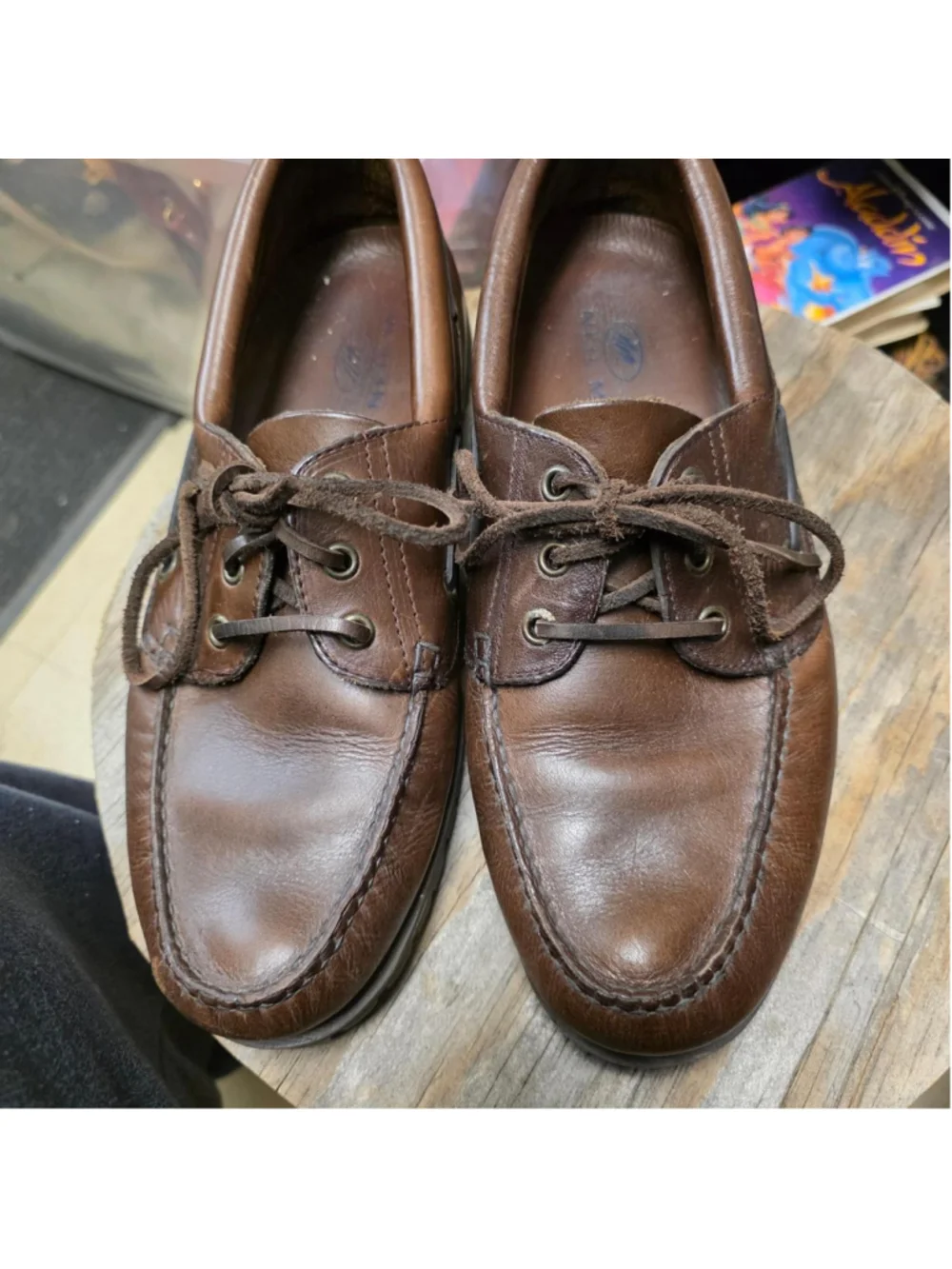 Brown leather boat shoes size US 11 #preppy #nautical #DepopSweepstakes